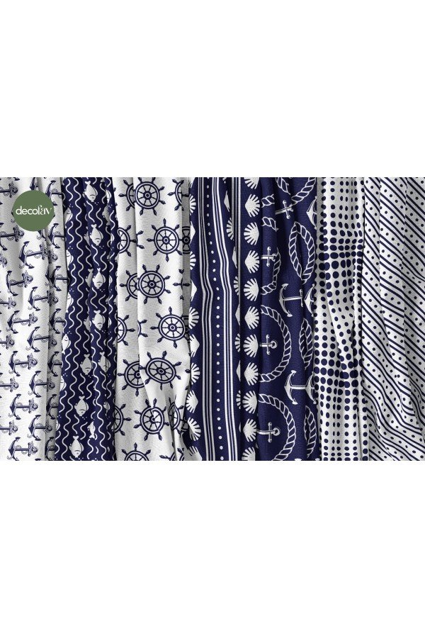 Zigzag Marin Desenli Dijital Baskılı Kumaş